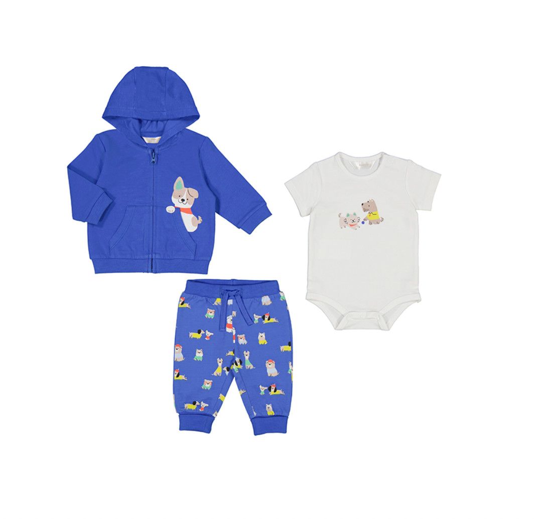 Klein Blue Puppy 3 Piece Tracksuit, Size: 4-6. 6-9m