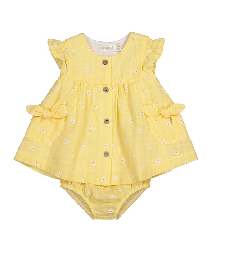 Sunny Yellow Flower Dress &amp; Bloomers