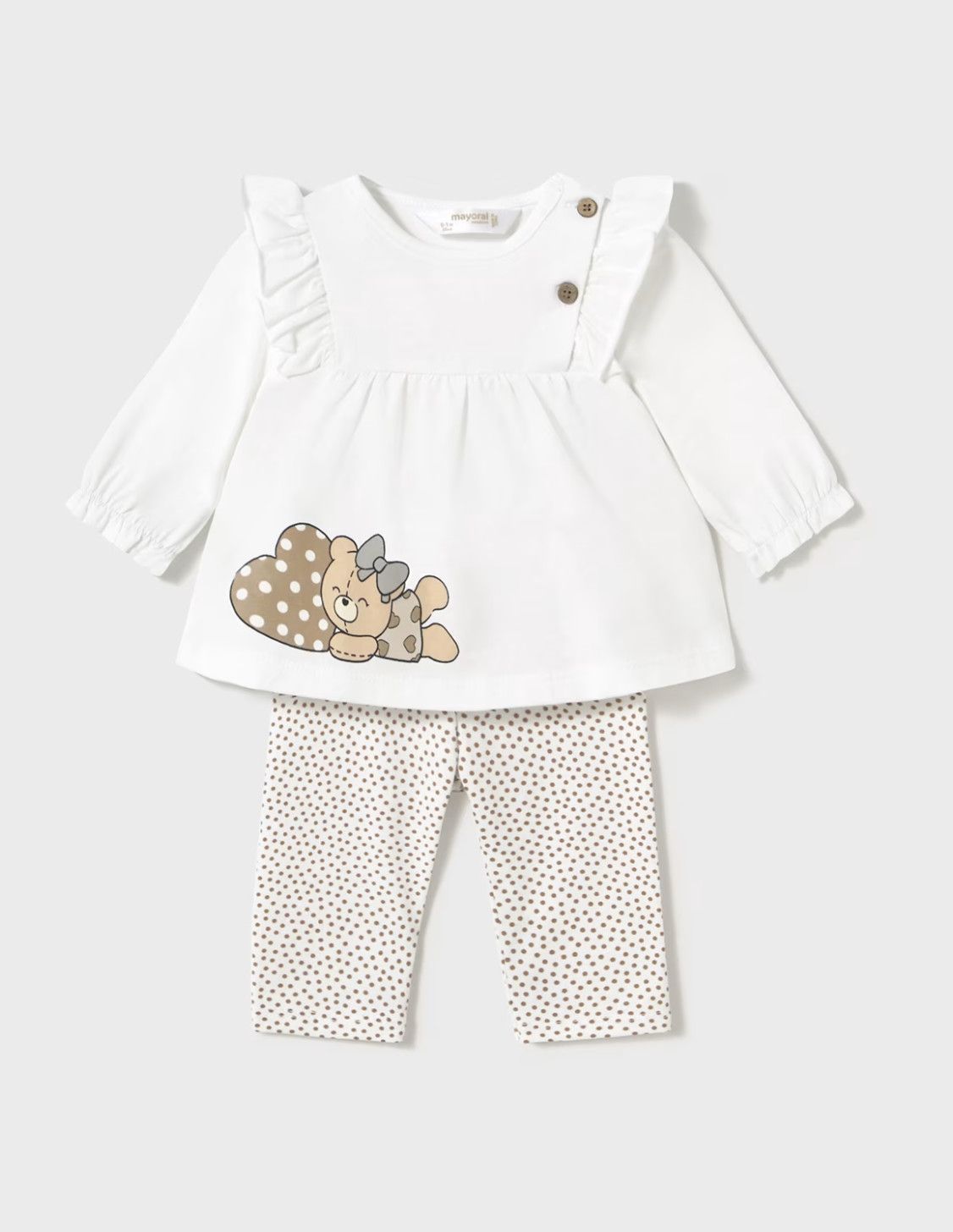 Cookie Bear Long Sleeve T-shirt &amp; Legging Set, Color: Teddy Bear Poke Dots, Size: 2-4. 3-6m