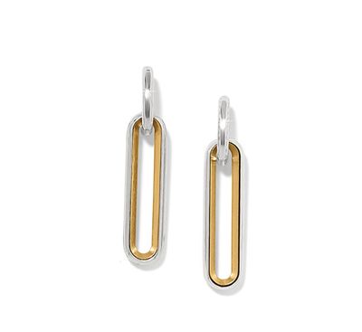 Medici Two Tone Long Post Drop Earrings