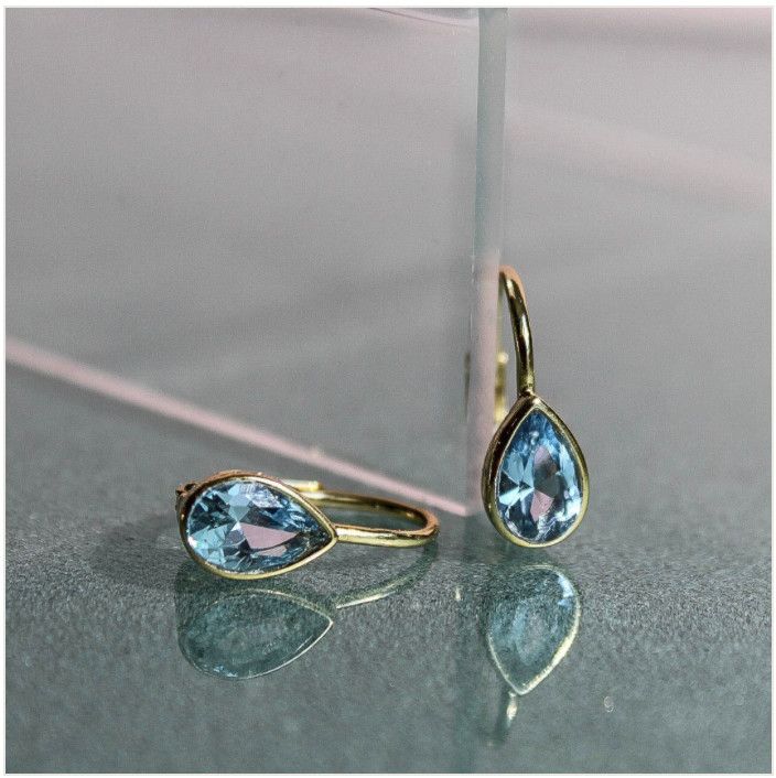 Drop Earrings in Ocean Blue, Color: Silver, Size: Small