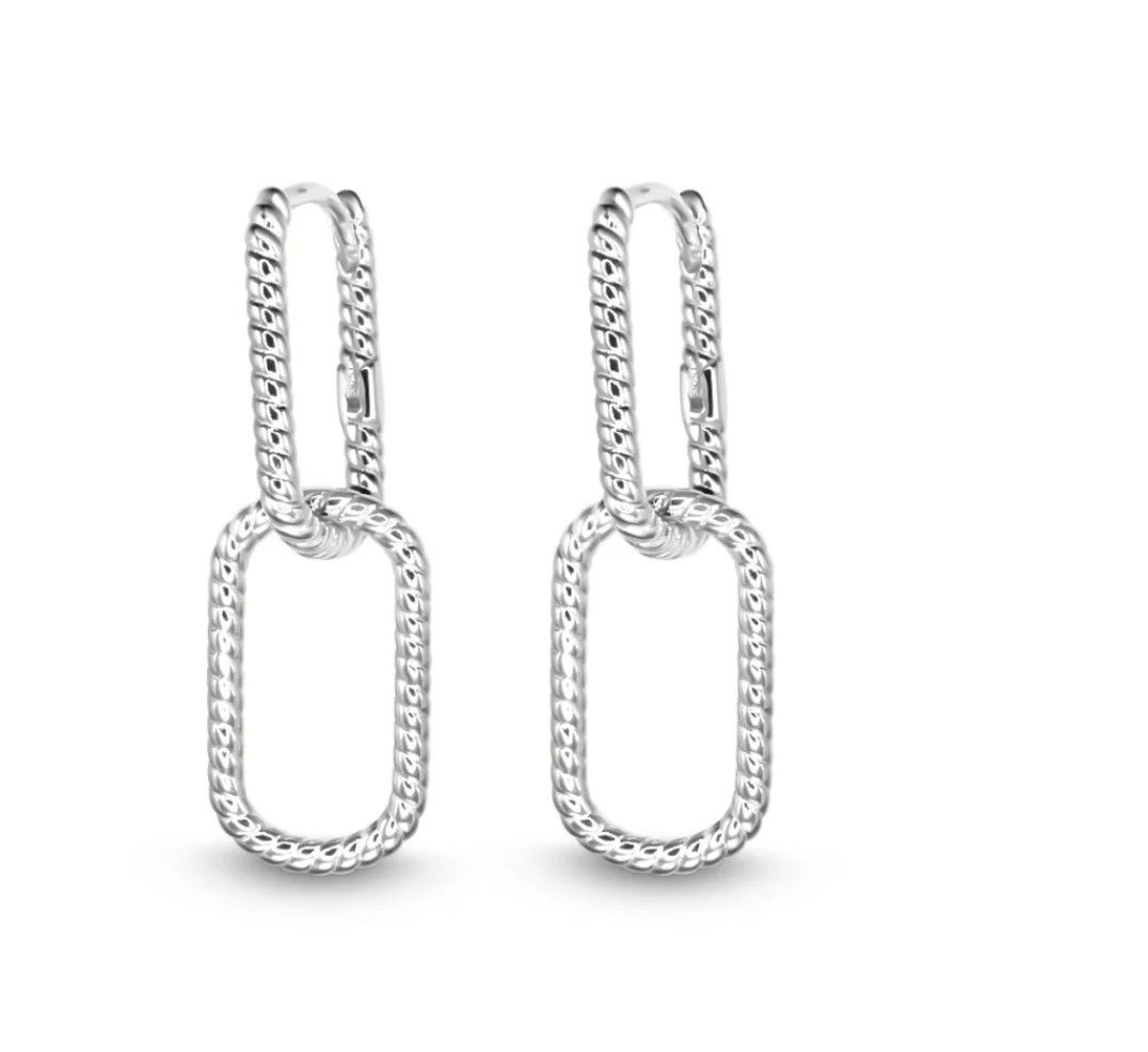 Braided Luxe Link Hoops, Color: Silver