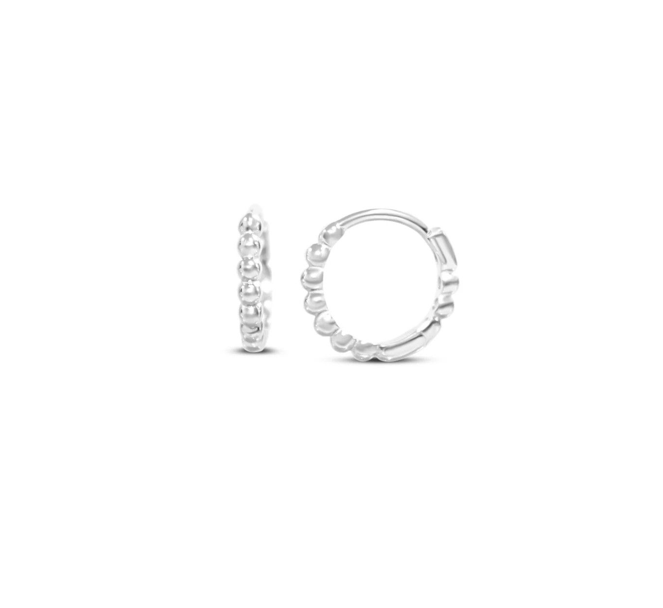 Beaded Hoops , Color: Silver, Size: Small