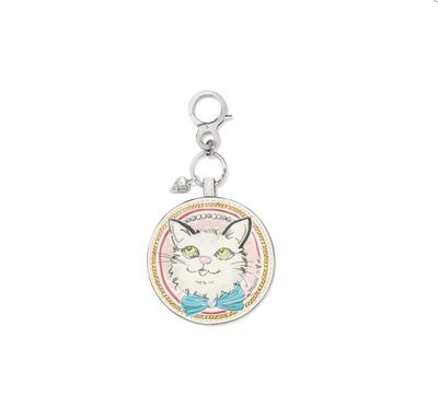 Paris Blooms Sparkle Kitty Handbag Fob