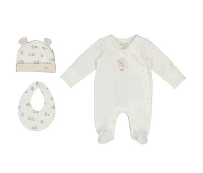 Teddy Bear &amp; Bunny Onesie, Bib &amp; Hat Gift Set