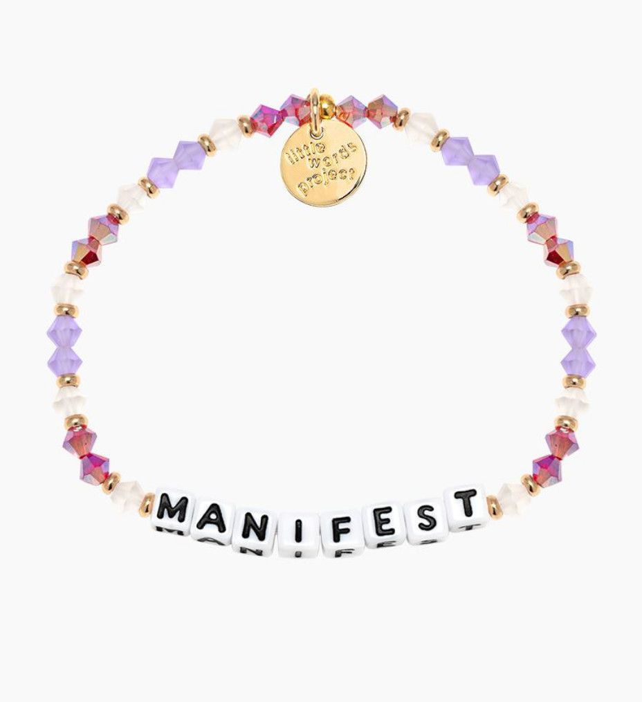 Manifest Gold with Pastel Beads S/M Little Words Project Bracelet