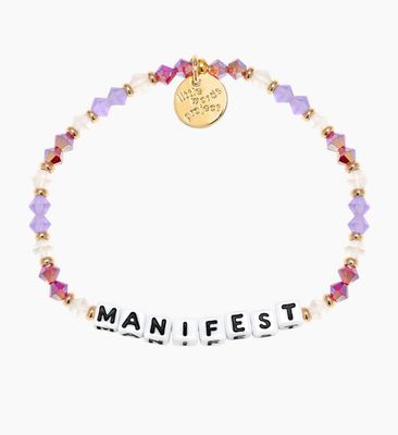 Manifest Gold with Pastel Beads S/M Little Words Project Bracelet