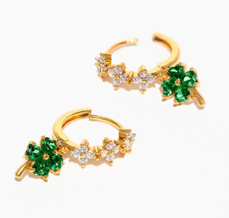Your Lucky Charm Gold Dangle Hoops