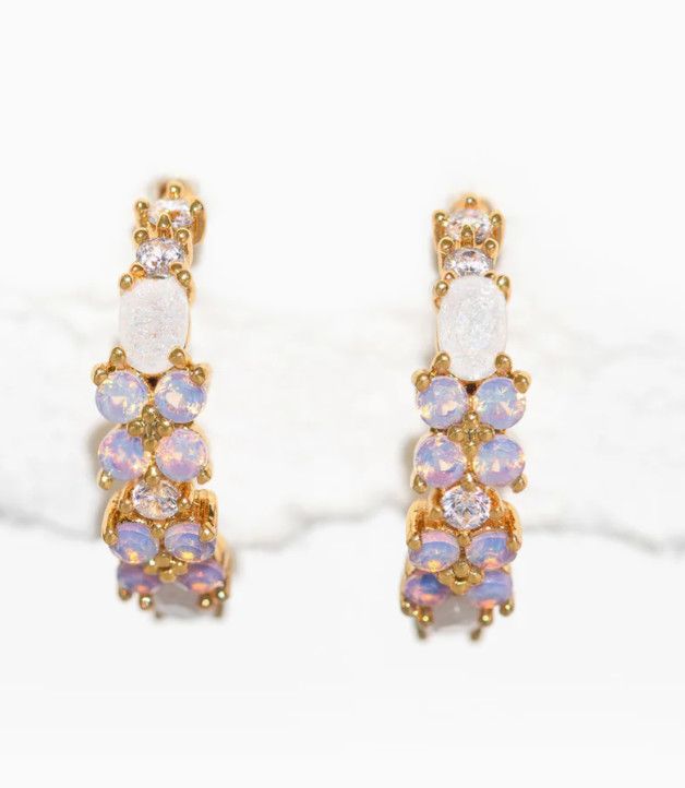 Lavender Love Gold Hoops