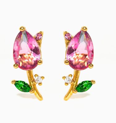 Blossoming Tulip Gold Studs