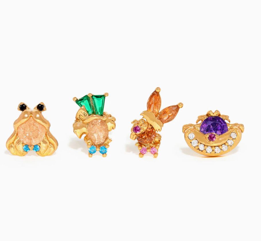 Disney Alice in Wonderland Gold Earring Set