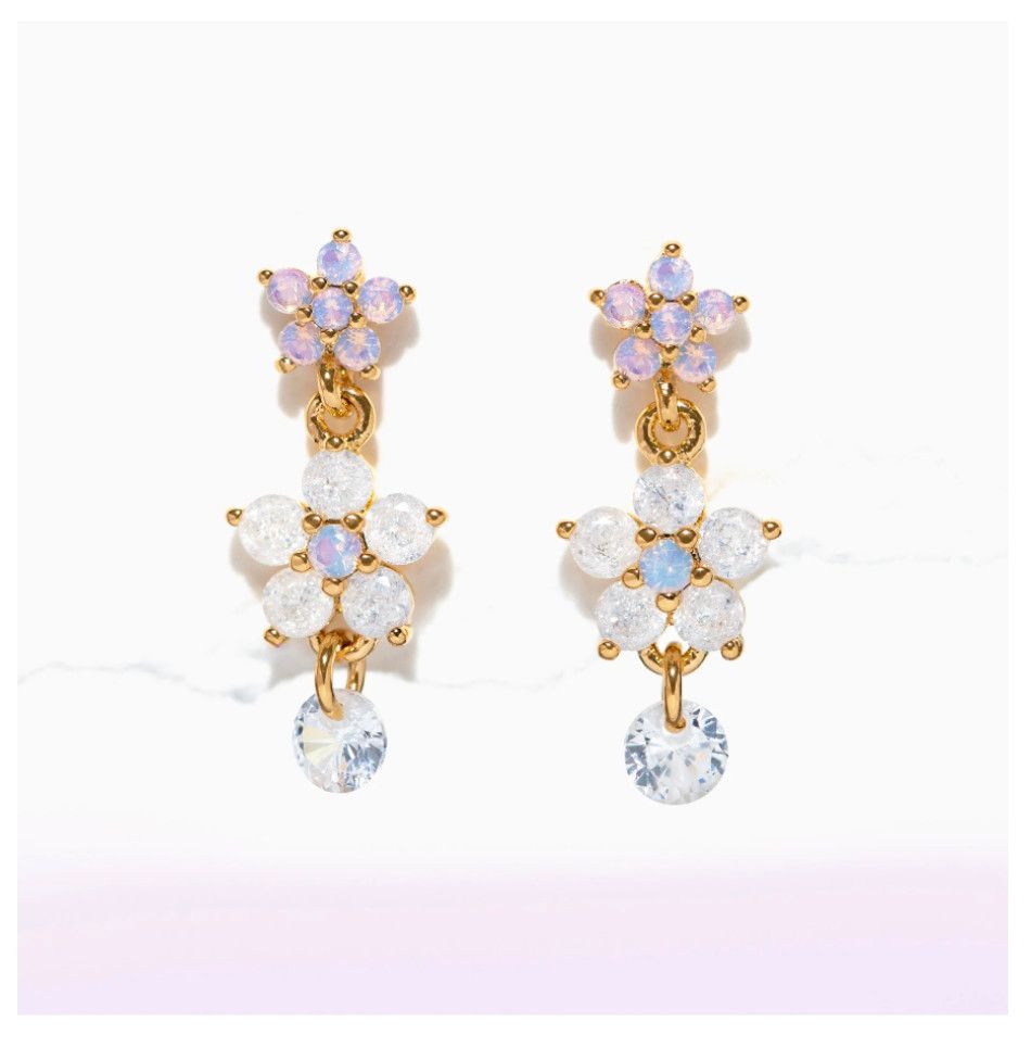 Wild Blossom Dangle Earrings, Color: Gold