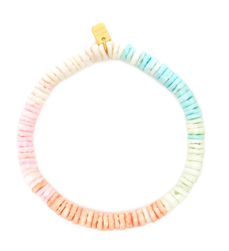 Gold Pastel Puka Stretch Bracelet