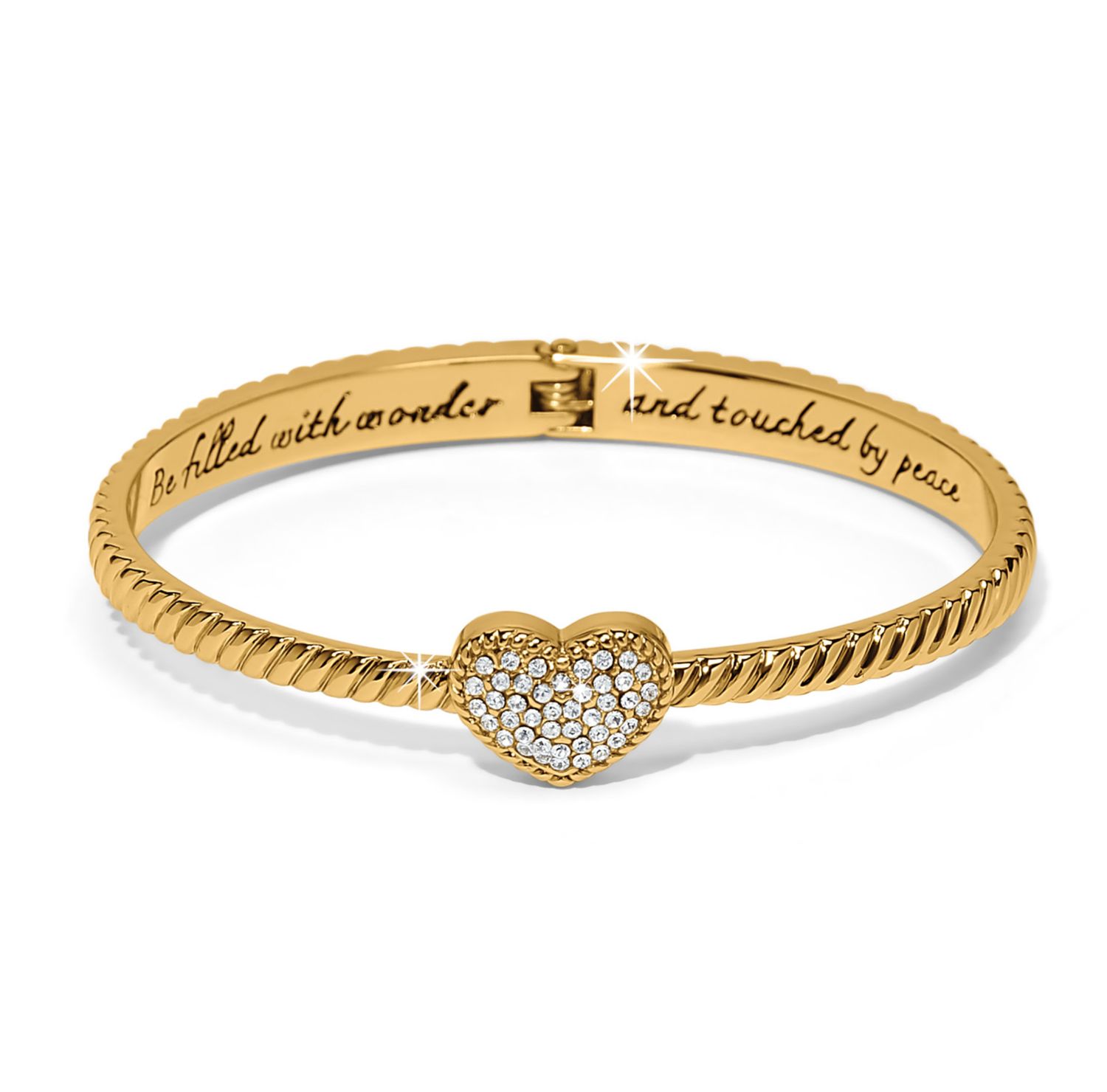Gold Celestia Heart Hinged Bangle