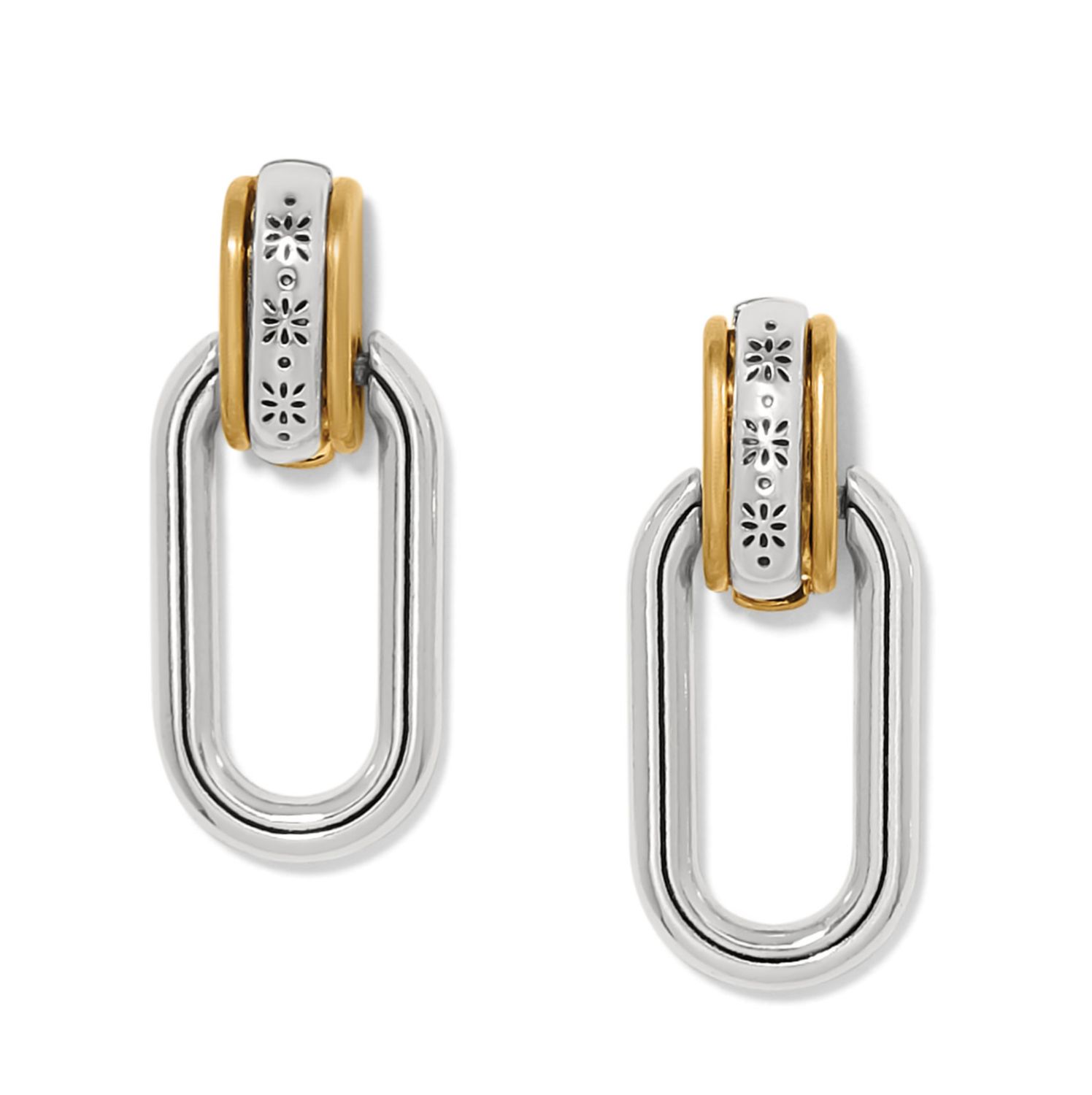 Mosaic Two Tone Post Drop Earrings