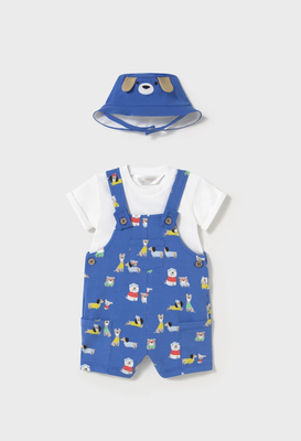 Klein Blue Puppy Overalls &amp; Hat