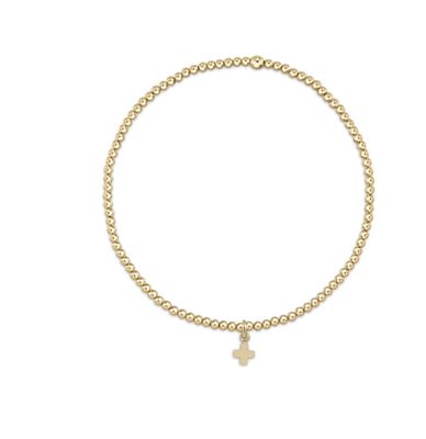 Classic Gold 2mm Bead Bracelet Signature Cross Small Gold Charm