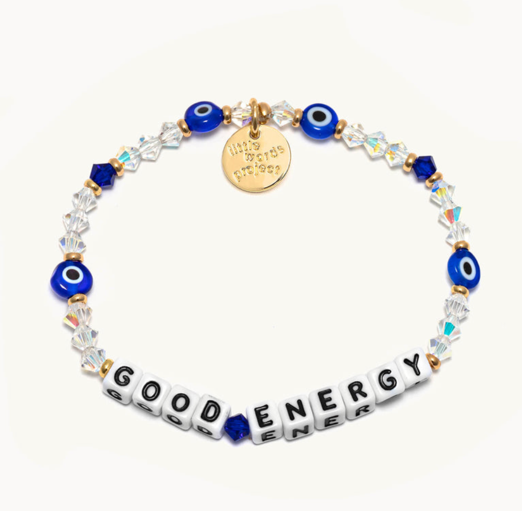 White Good Energy Little Words Project Bracelet