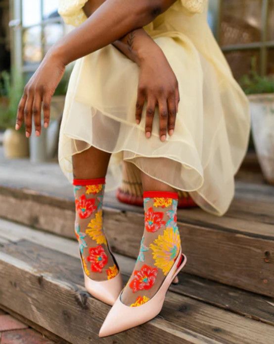 Sock Candy Sheer Socks, Style: Flower Power Sheer Crew