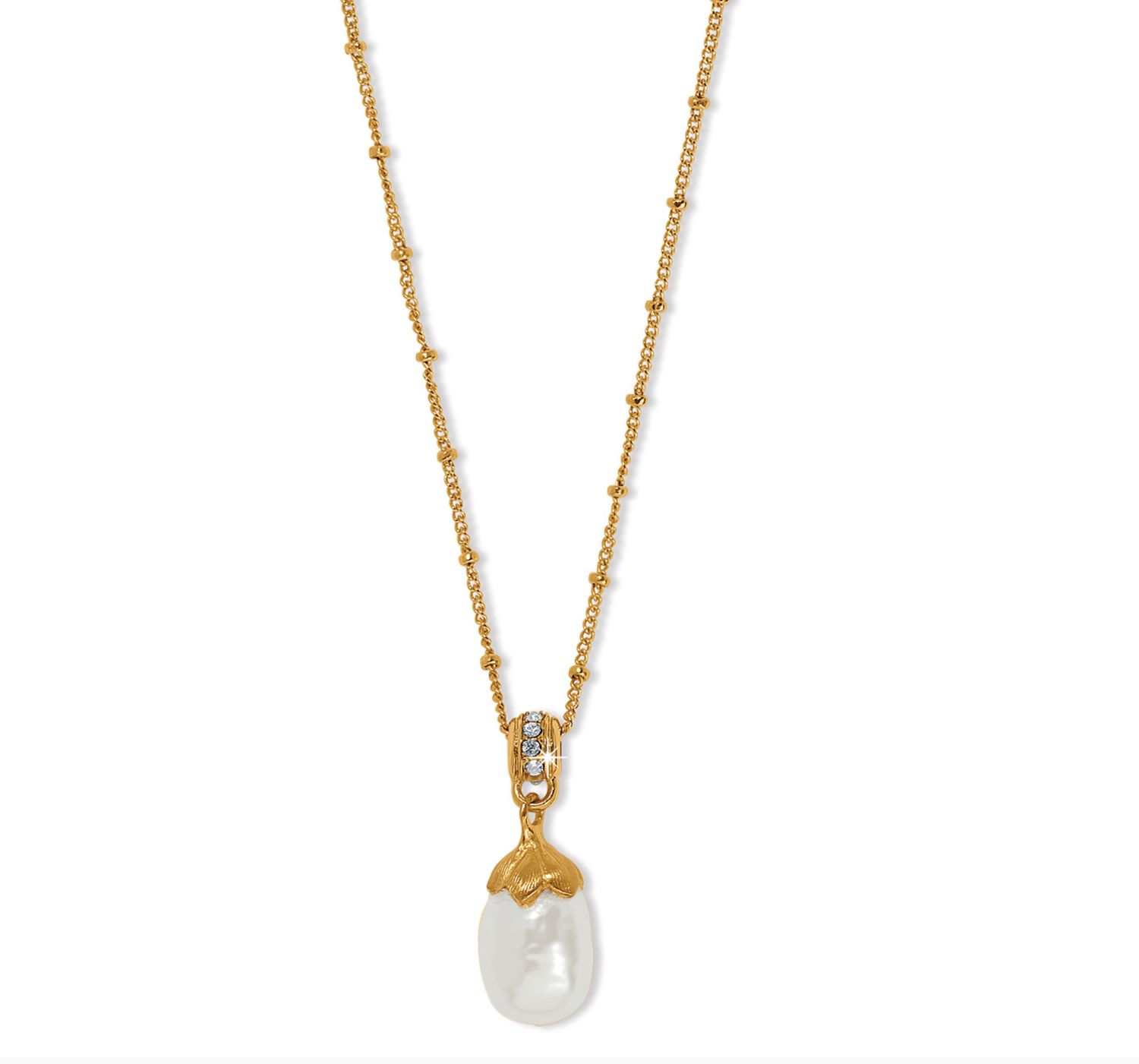 Gold Everbloom Pearl Drop Necklace
