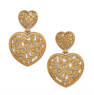 Gold Contempo Heart Double Post Drop Earrings