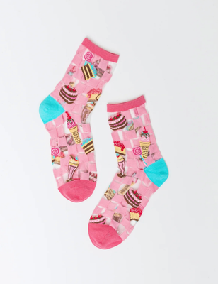 Retro Sweets Sheer Crew Sock