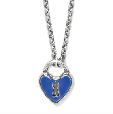 One Heart Padlock Reversible Necklace