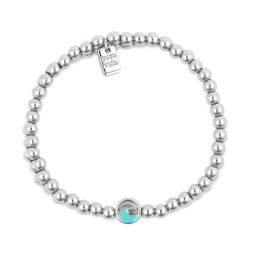 Enamel Wave Ball Bead Strtch Bracelet