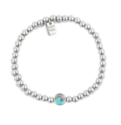 Enamel Wave Ball Bead Strtch Bracelet