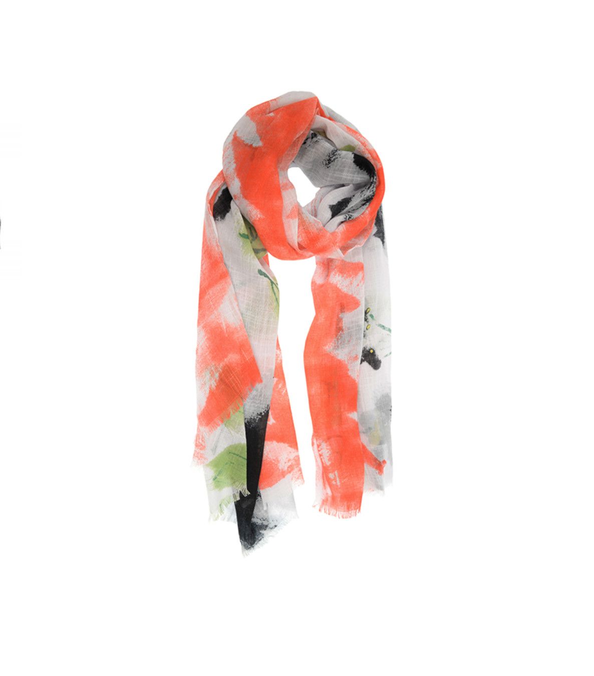 Coral Painterly Floral Scarf