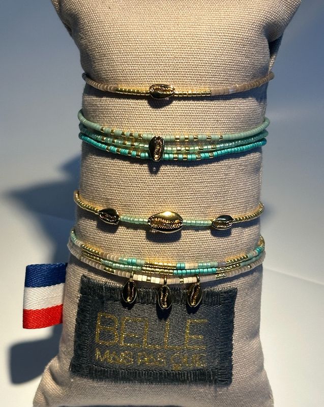Belle Laguna Beach Cowrie Shell Seed Bead Bracelet