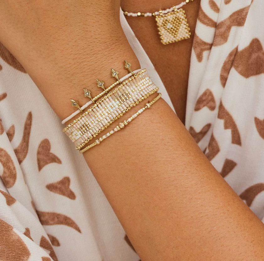 Belle White Jasmin Bohème Chic Charm Strand Bracelets