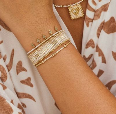 Belle White Jasmin Bohème Chic Charm Strand Bracelets