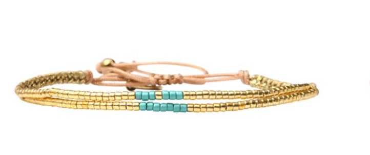 Belle Laguna  Gold Jade Bracelets, Size: Lya Double Solid Stand