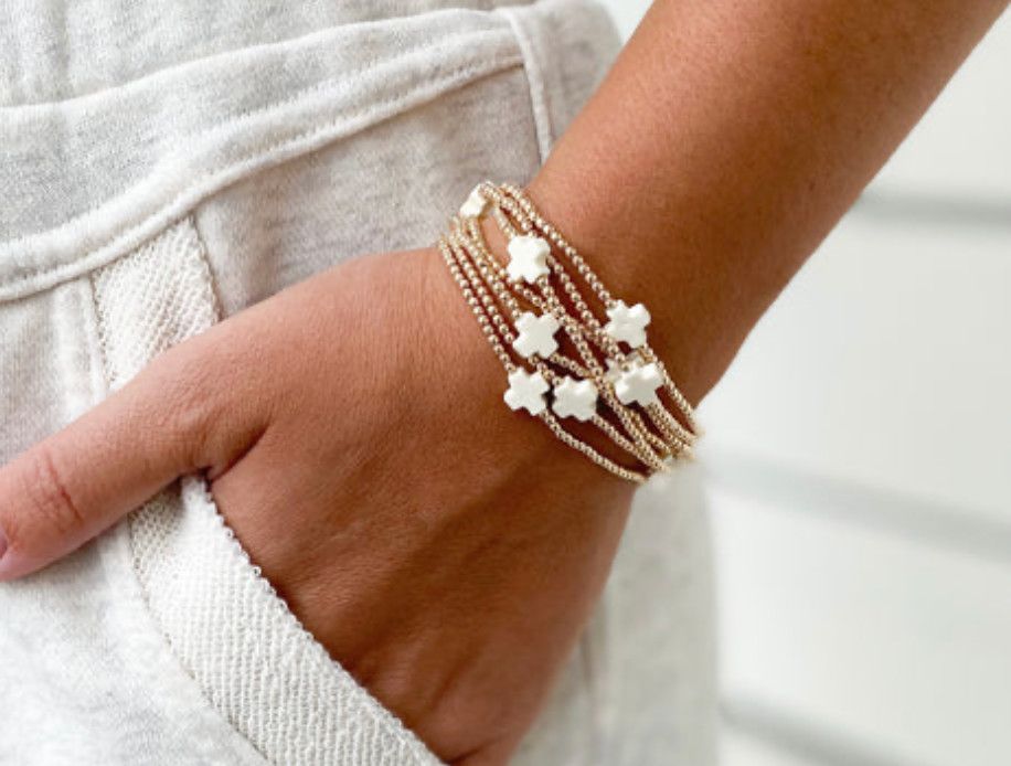 Enewton Signature Cross 2mm Gold Bead Bracelet 