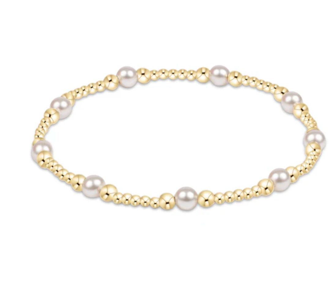 Classic Purpose Pattern 4mm Bead Bracelet, Style: Pearl