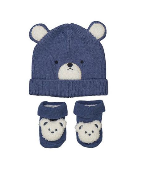 Layette  Bear Hat &amp; Sock Set, Color: Midnight Blue, Size: 0m