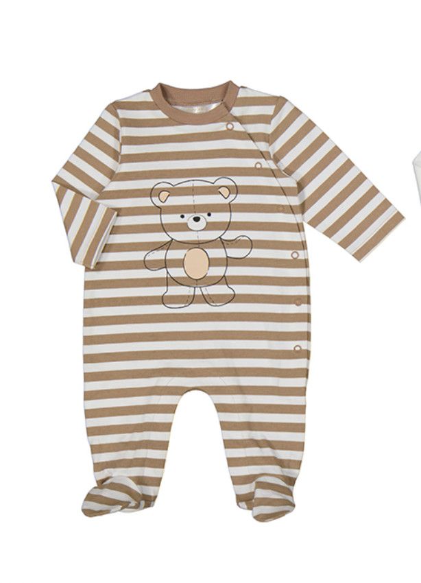 Muffin Long Onesie Set, Color: Bear Striped, Size: 1-2. 0-3m