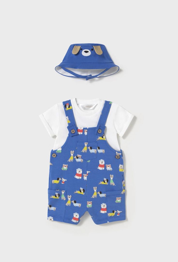 Klein Blue Puppy Overalls &amp; Hat, Size: 1-2. 0-3m