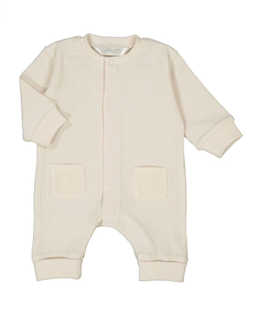 Cream Footless Long Onesie, Size: 1-2. 0-3m