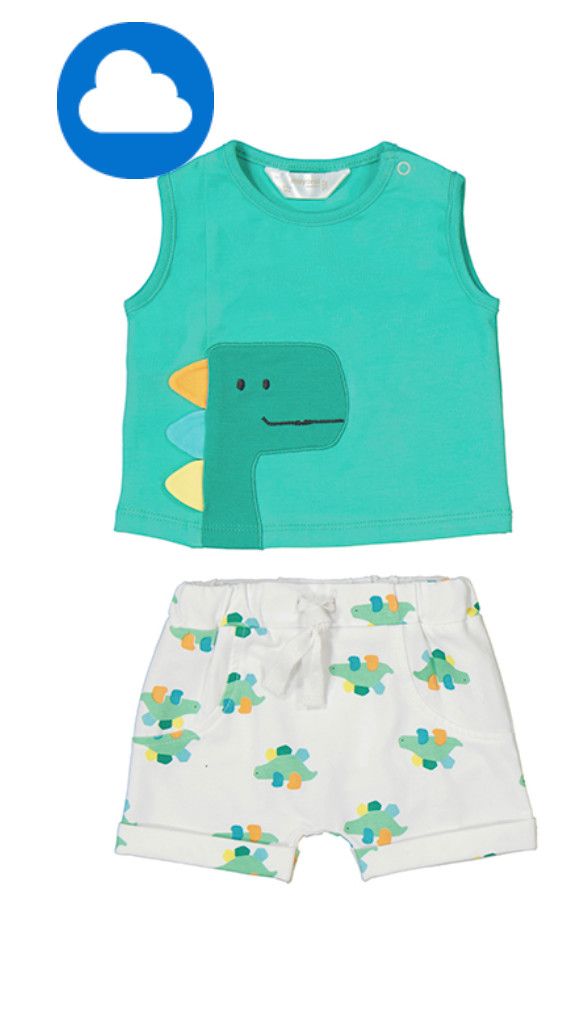 Loro Dino Tank Set, Color: Green Dino, Size: 2-4. 3-6m