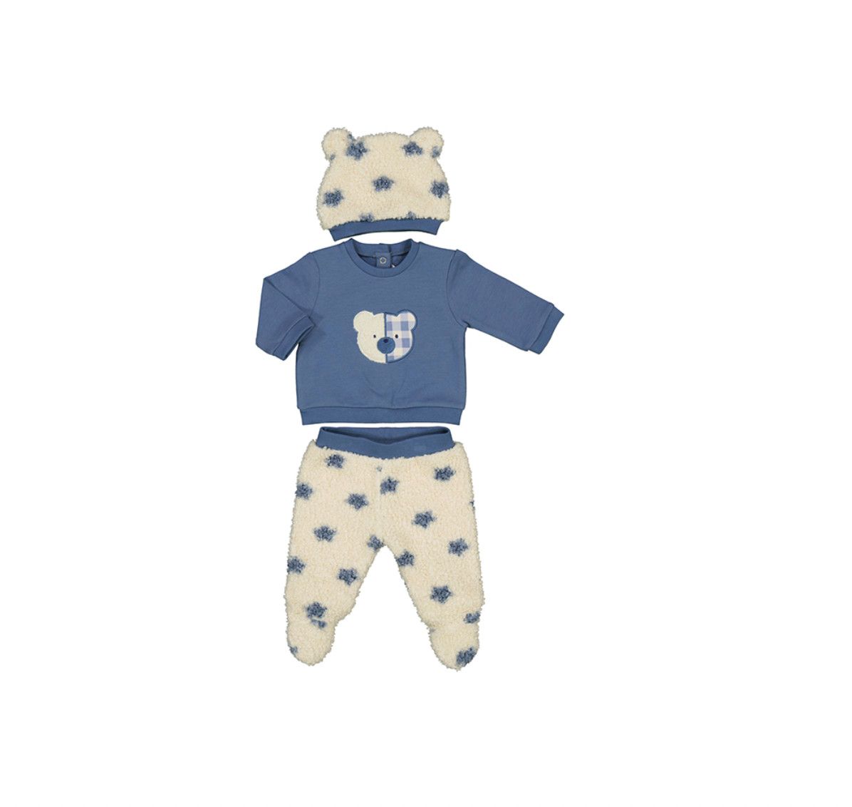 Layette Mid Blue Bear Outfit &amp; Hat, Size: 0-1. Newborn