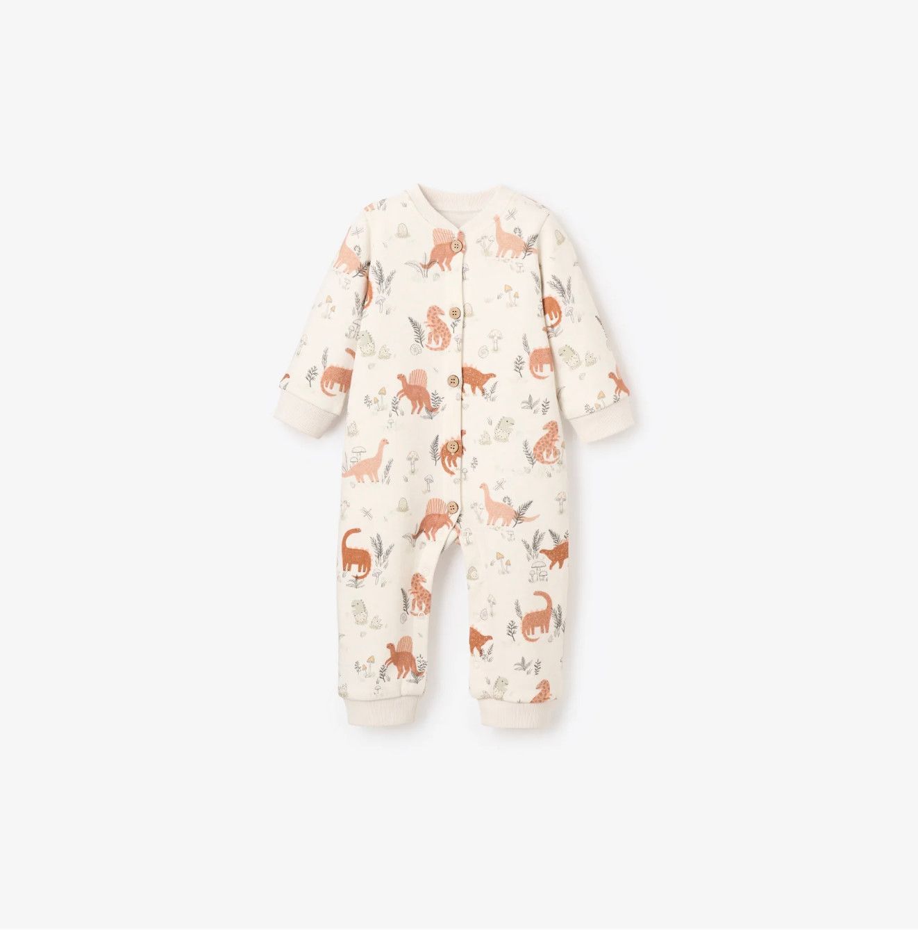 Dinosaur Organic Printed Fleece Jumpsuit, Size: 3-6m