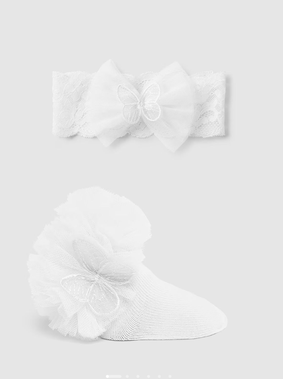 Lace Butterfly Socks &amp; Headband Set, Size: White 3m