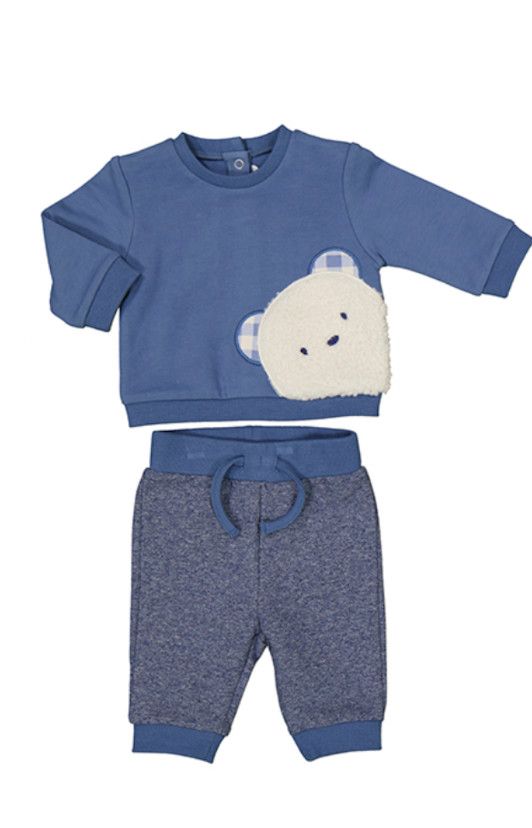 Mid Blue Bear Tracksuit 2 Piece Set, Color: Blue, Size: 12-18m