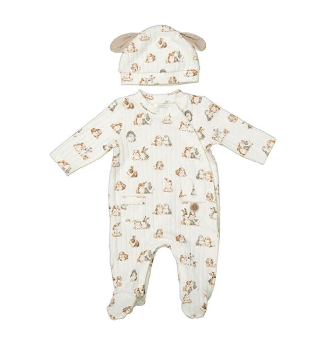 Crudo Bunny Dungaree and Hat Set, Size: 0-1. Newborn