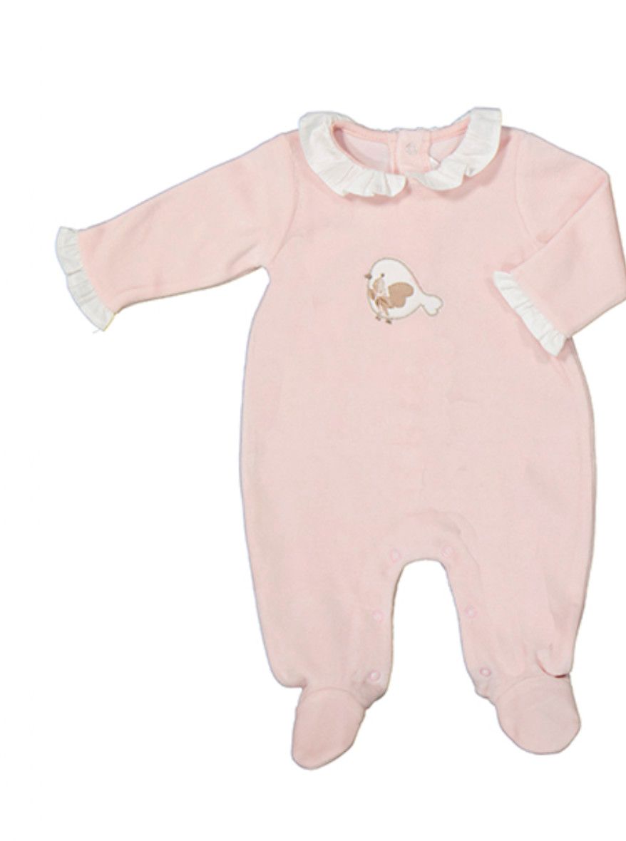 Rubor Blush Velvet Bodysuit, Color: Solid Pink, Size: 0-1. Newborn