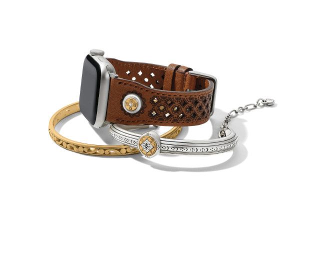 Mosaic Leather Watch Band, Color: Luggage