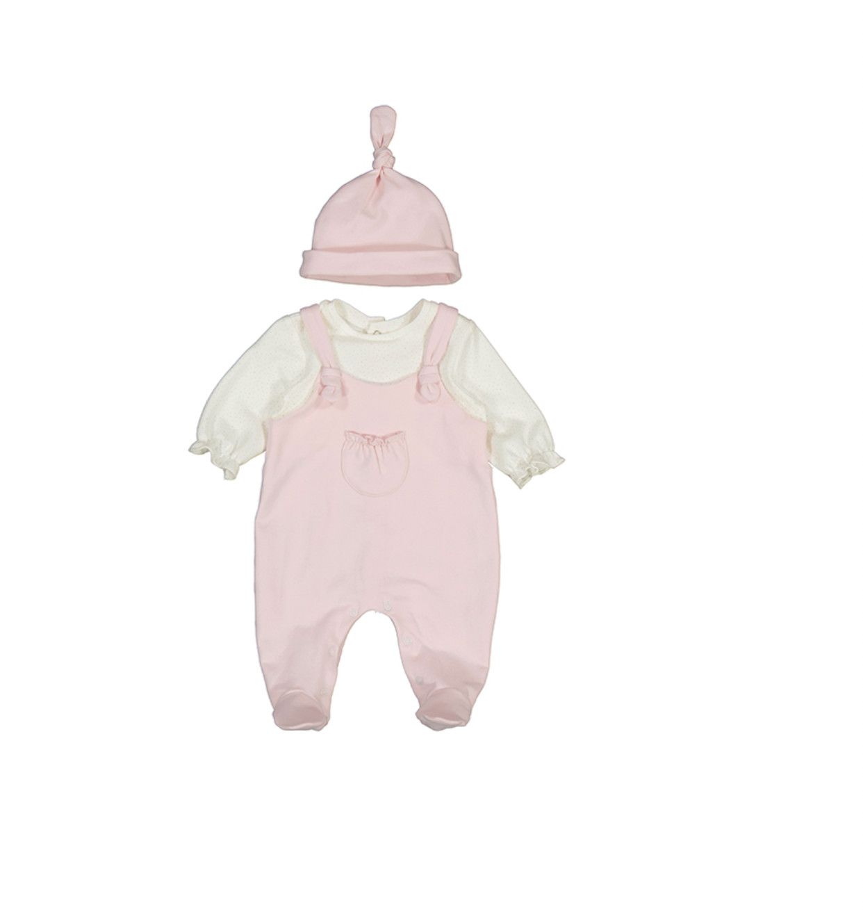 Baby Rose Pink Long Bodysuit &amp; Hat, Size: 0-1. Newborn