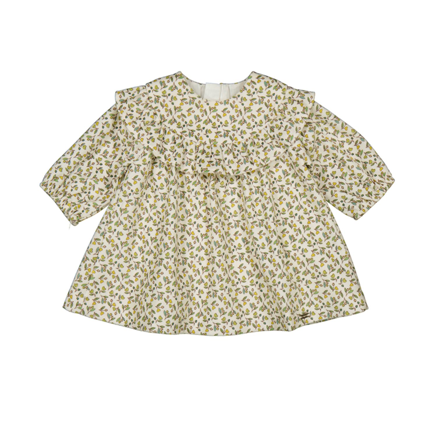 Aceituna Olive Floral Dress, Size: 1-2. 0-3m